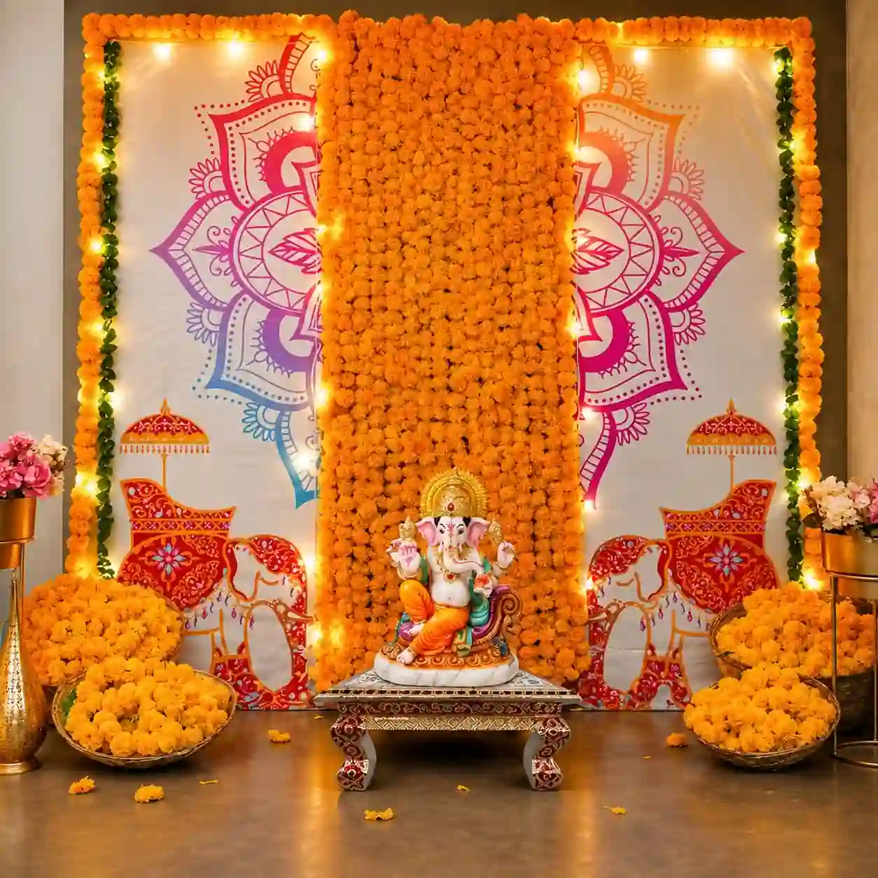 Elephant Theme Ganesh Decoration